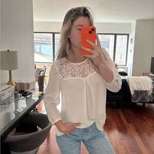 HD in Paris White Lace Long Sleeve Blouse